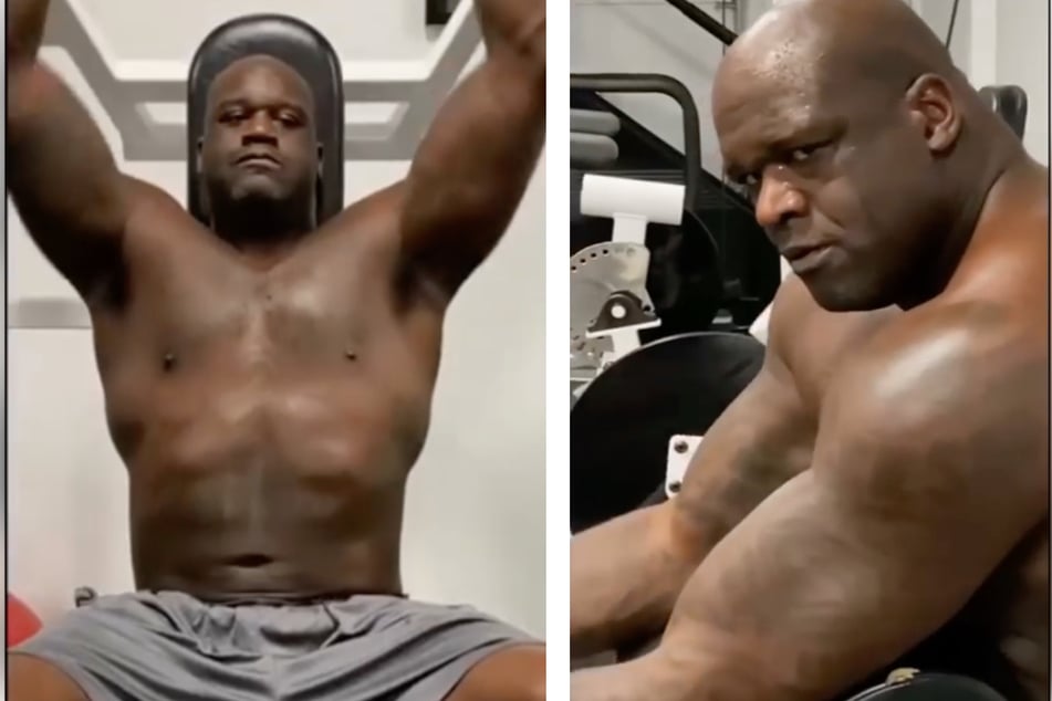 O'Neal shared pictures of himself training for the wrestling match on his Instagram channel (collage).