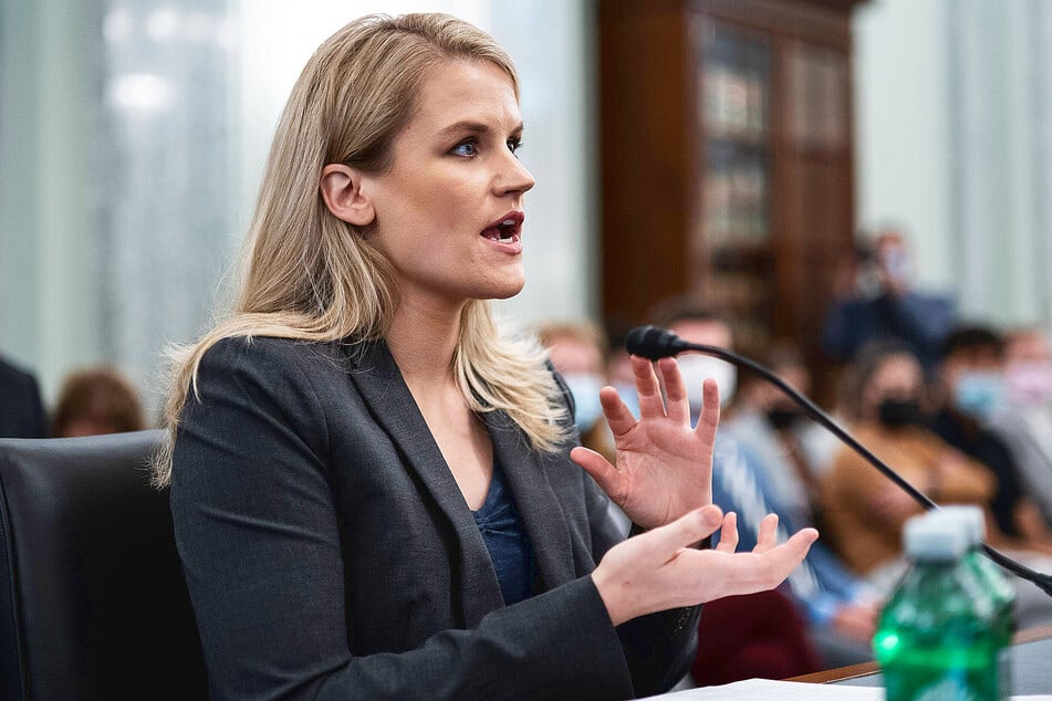 Facebook whistleblower Frances Haugen testifying before Congress on October 5.