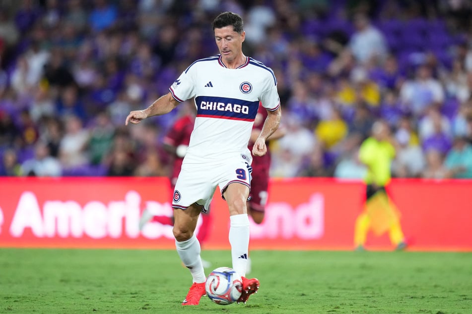 Robert Lewandowski of the Chicago Fire controls the ball during the match against Orlando City SC at Inter&Co Stadium on August 19, 2026.