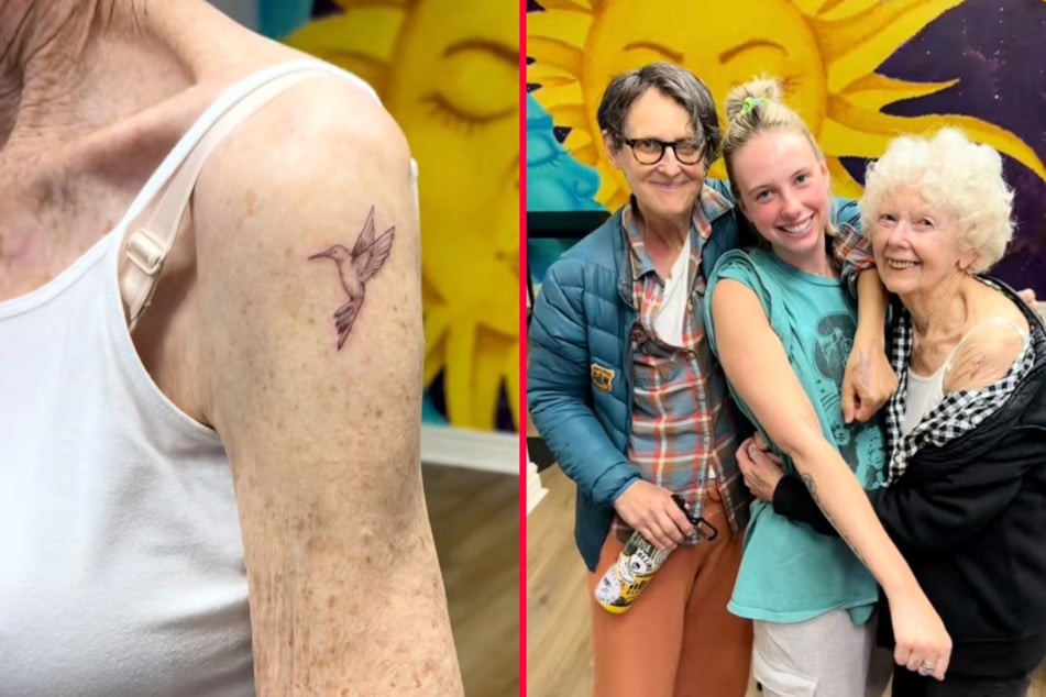 87-year-old granny gets matching tattoo with granddaughter in heartwarming video