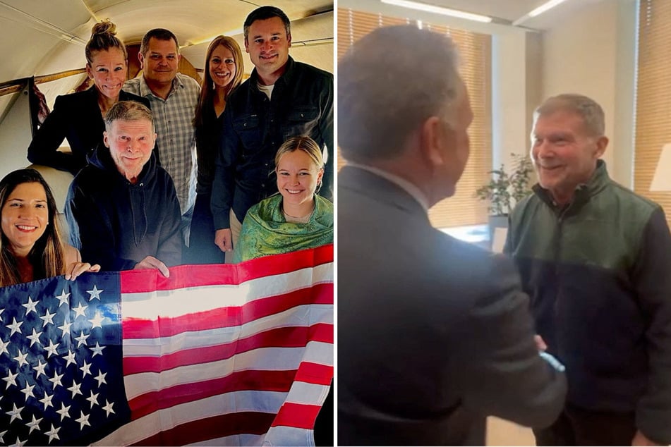 Stephen Hubbard (r.) has returned to the US after he was released from Russian detention earlier this week. President Trump lifted some sanctions on Moscow ahead of the release.