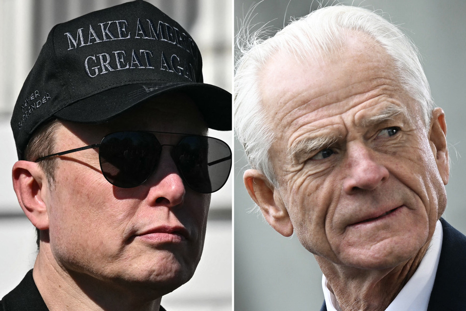 Donald Trump's trade advisor Peter Navarro (r.) on Sunday insisted that "everything's fine with Elon [Musk]" after the Tesla chief called him a "moron."