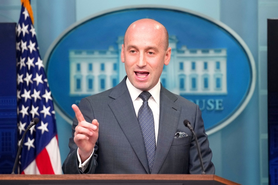 White House Deputy Chief of Staff Stephen Miller speaks the daily press briefing in the Brady Press Briefing Room at the White House on May 1, 2025 in Washington, DC.