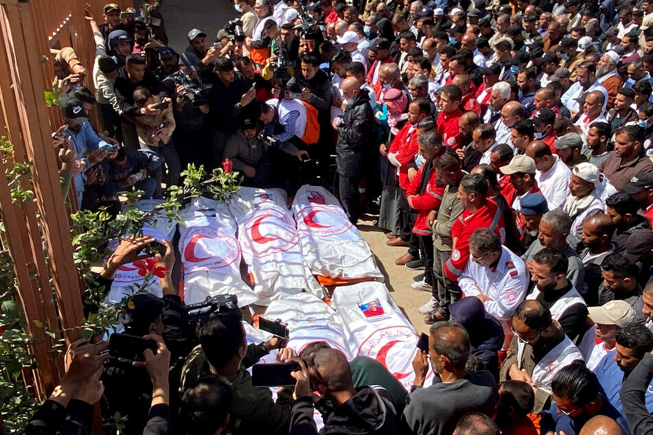 The Palestinian Red Crescent said on Sunday it had recovered the bodies of eight of its medics, six members of Gaza's civil defense agency, and one UN employee. One Red Crescent medic remains missing.