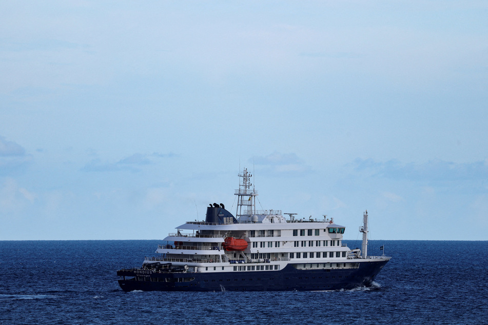 The cruise ship MV Hondius, affected by a hantavirus outbreak, leaves the port of Granadilla de Abona, in Tenerife, Spain, on May 11, 2026.