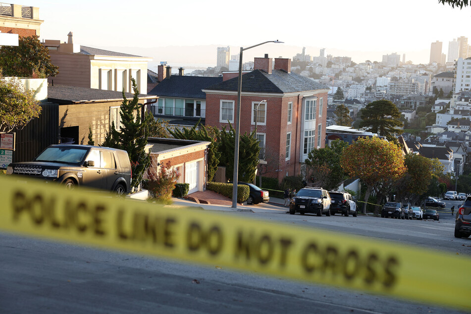 The scene outside the home of US Speaker of the House Nancy Pelosi and her husband Paul Pelosi after a violent home invasion. The suspect is now facing federal charges.