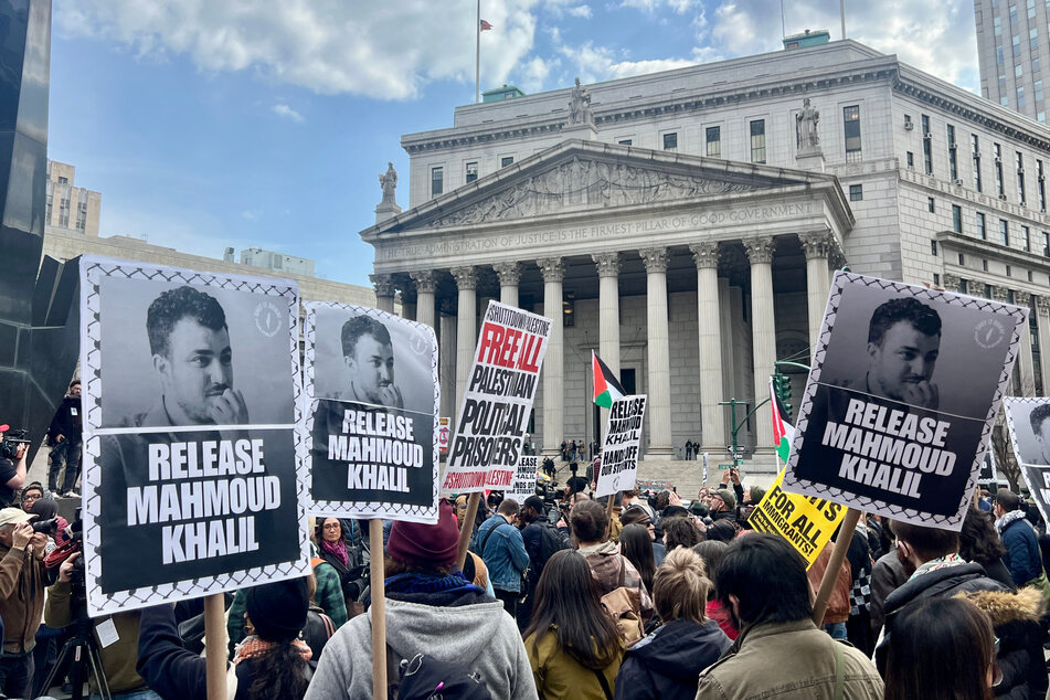Mahmoud Khalil: New Yorkers rally to demand freedom for detained Palestinian Columbia student