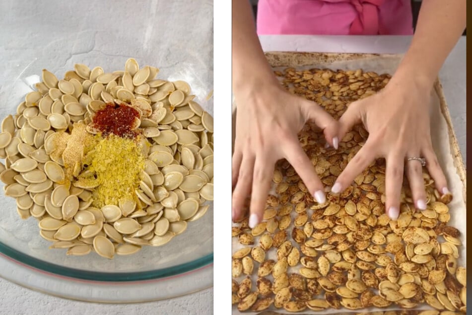 Pumpkin seeds make a yummy crunchy treat.