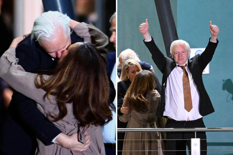 Julian Assange greeted by tearful family after returning home a free man