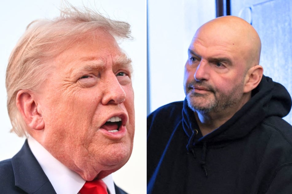 In a recent interview, John Fetterman (r) criticized President Donald Trump (l) for reviving his debunked US election conspiracy theories instead of leading.