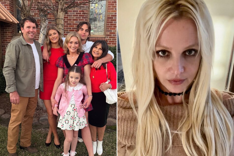 Britney Spears (r.) threw shade at her family after their recent Christmas celebration.