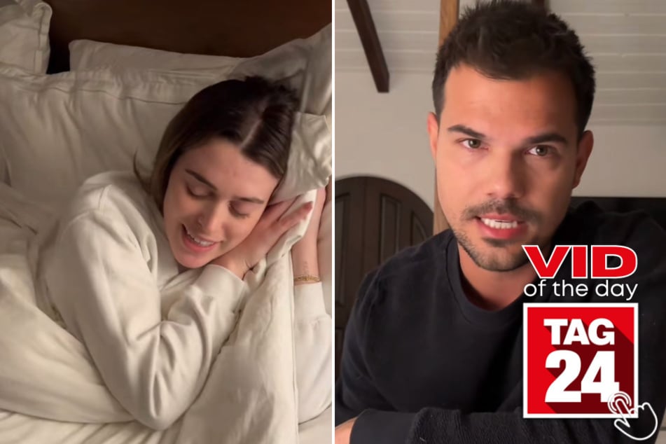 Today's Viral Video of the Day features an exciting throwback by Twilight alumni, Taylor Lautner (r.) on TikTok!