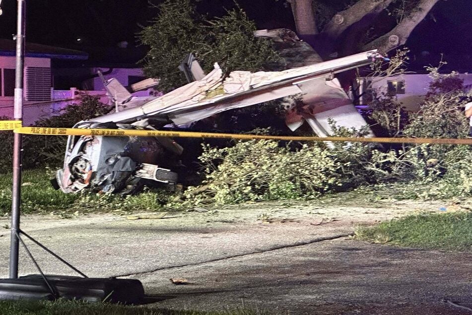 All that remained of the crashed small plane was the wreckage.