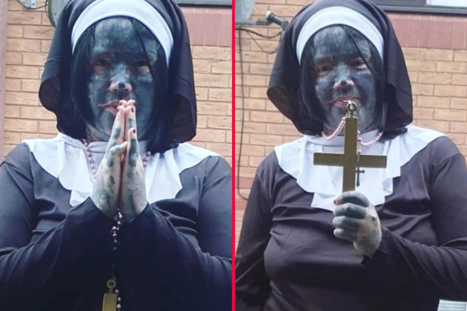 Most tattooed mom in Britain says Halloween is the one night she doesn't have to hide her face