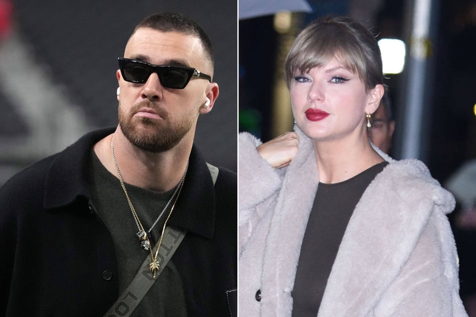Taylor Swift (r.) and Travis Kelce were photographed grabbing dinner in Beverly Hills on Monday night.