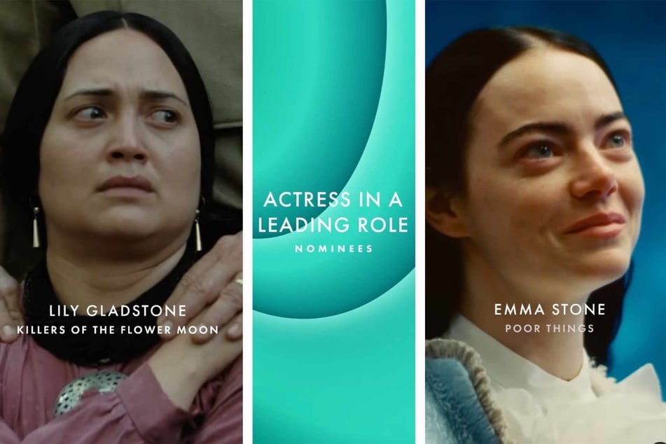 No major race is harder to predict than Best Actress, where Lily Gladstone (l.) and Emma Stone (r.) are neck-and-neck.