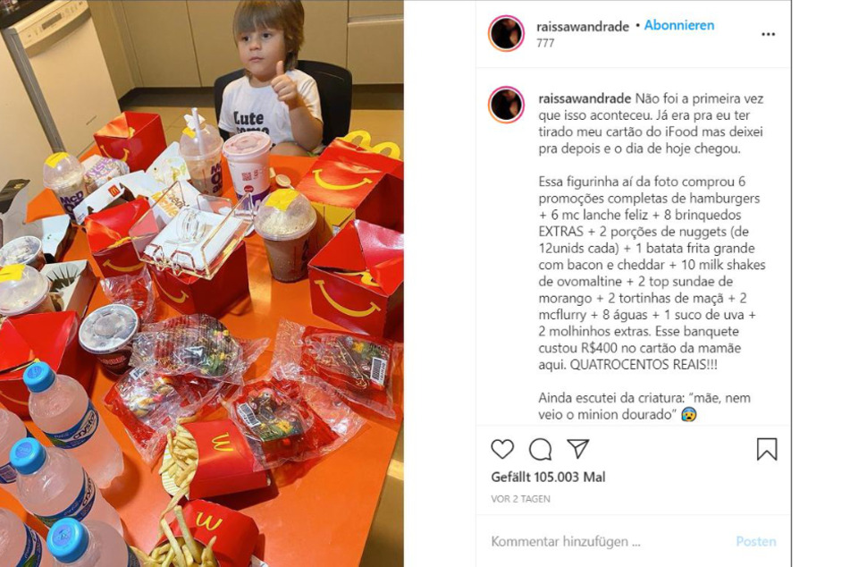 Little Tom managed to order a McDonald's feast to his address all by himself.
