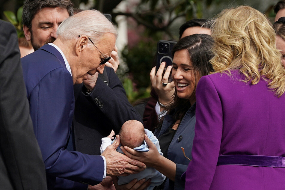 President Biden (l.) greeted supporters in Pennsylvania as he amped up his re-election campaign.