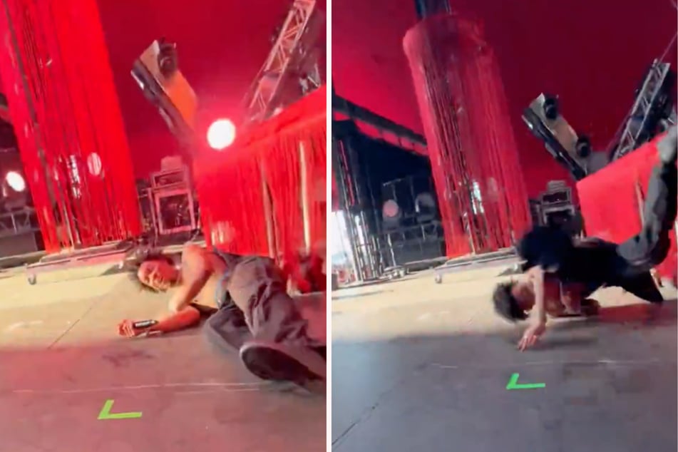 An attempted backflip ended in a painful fall for singer d4vd at Coachella.