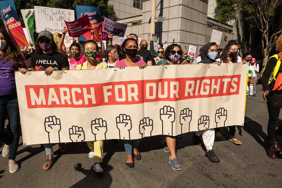 A Women's March for Our Rights protest in San Francisco. Marches against the attack on reproductive freedom took part all over the country last weekend.