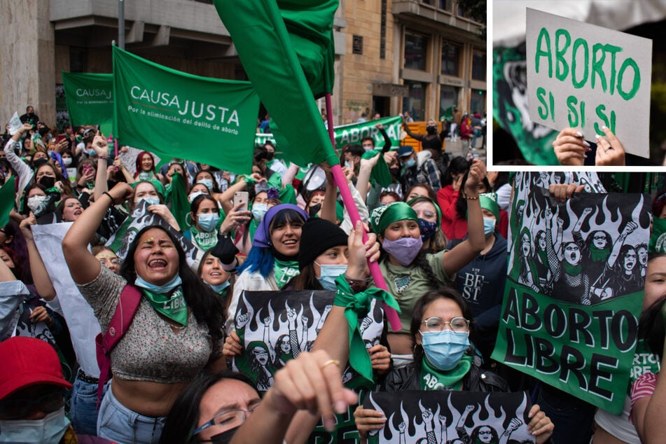 Pro-choice demonstrators celebrated outside the Constitutional Court in Bogotá on Monday as abortions were decriminalized in the country.