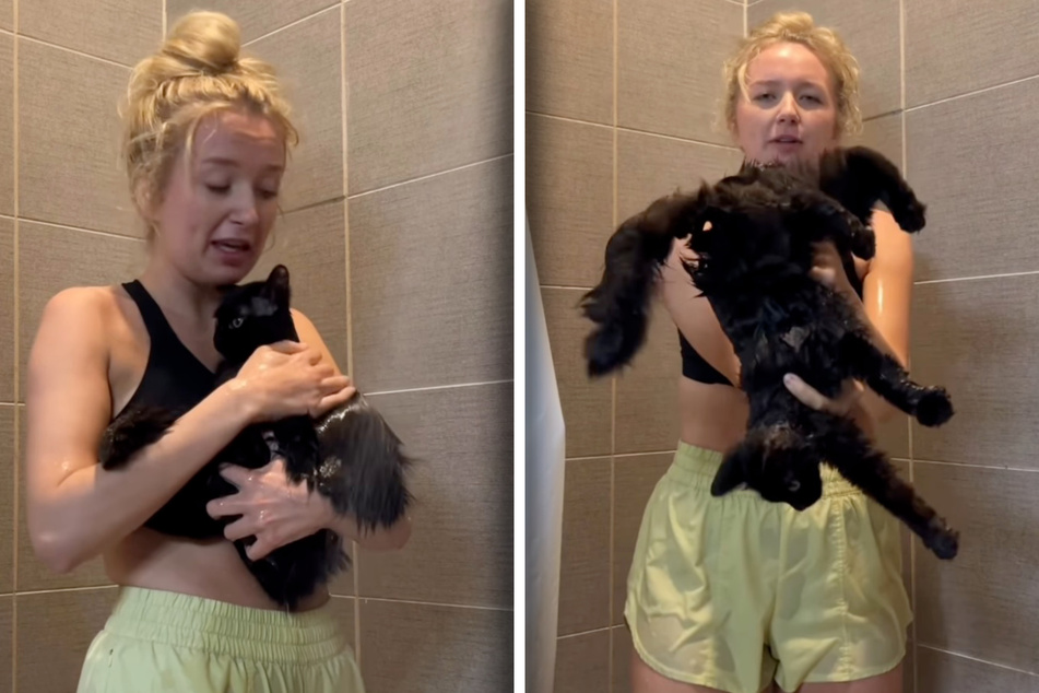 Makayla Brooke proved just how desensitized her kitty was by turning her upside down.