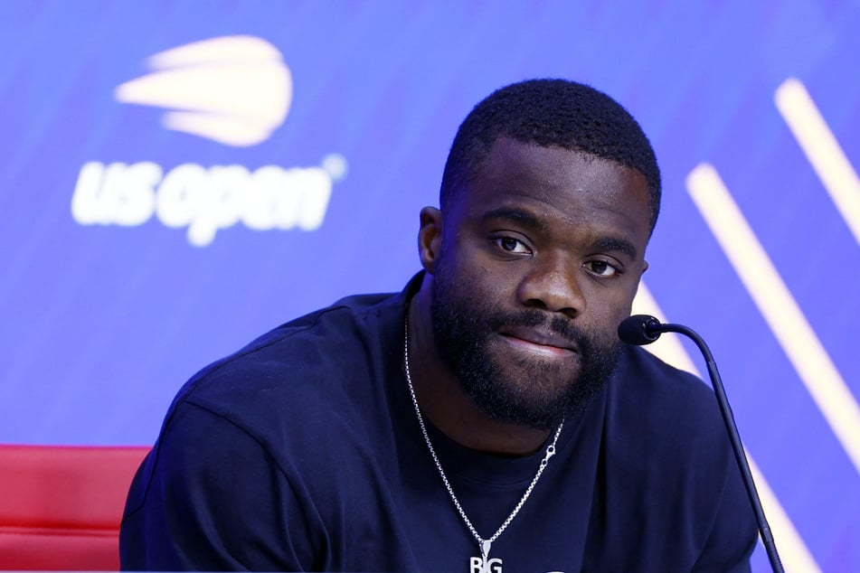 Frances Tiafoe of the US speaks during a press conference on August 28, 2026.