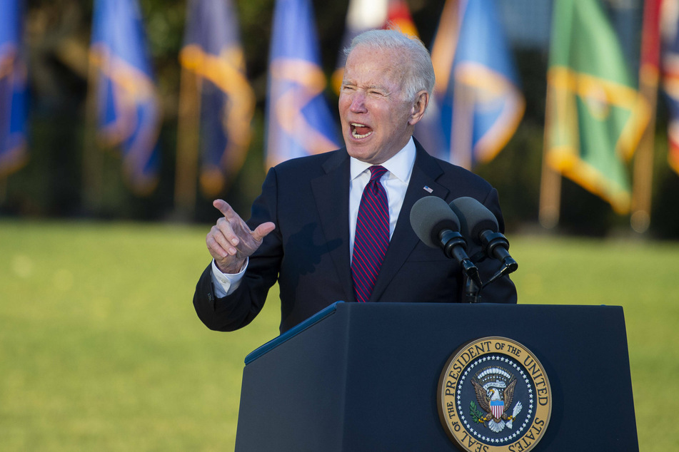 Joe Biden speaking before signing the Bipartisan Infrastructure Deal into law.