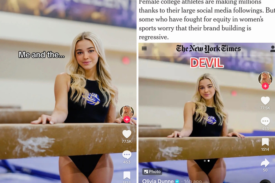 Olivia Dunne takes jab at The New York Times in devilish TikTok
