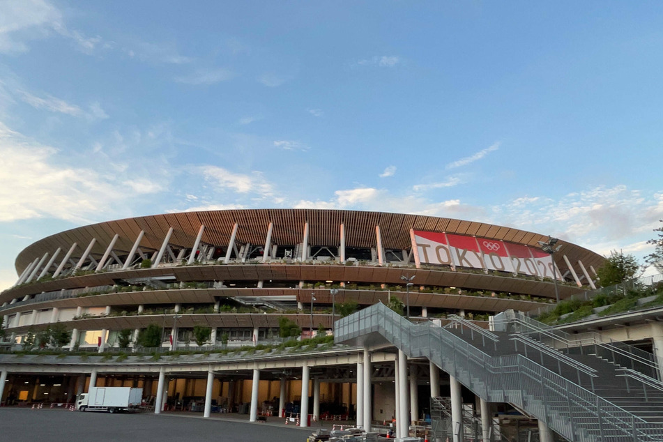 The Japan National Stadium in the City of Shinjuku a day before the opening ceremony of the Olympic Games.