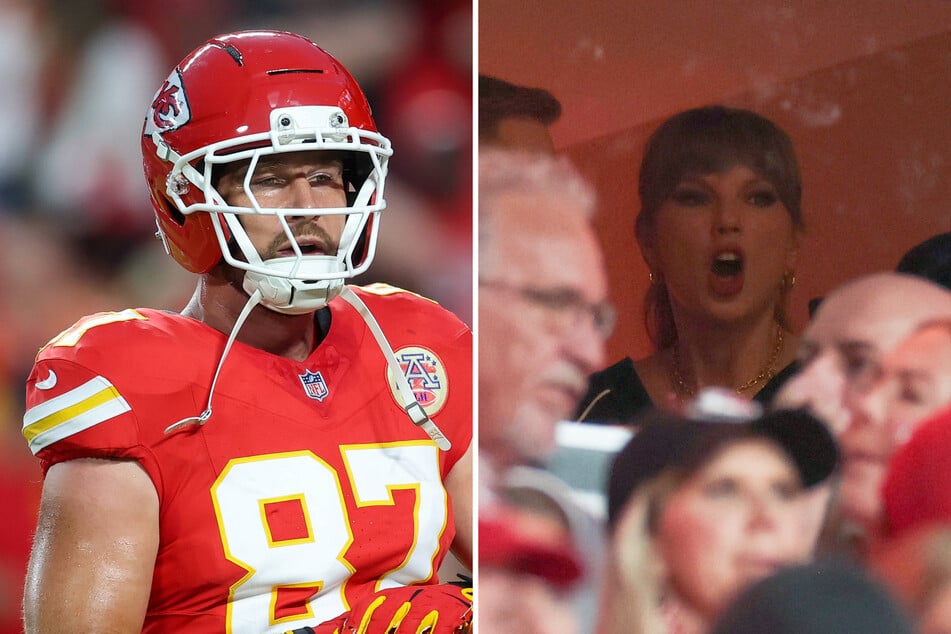 Taylor Swift cheers on Travis Kelce in her first appearance of NFL season