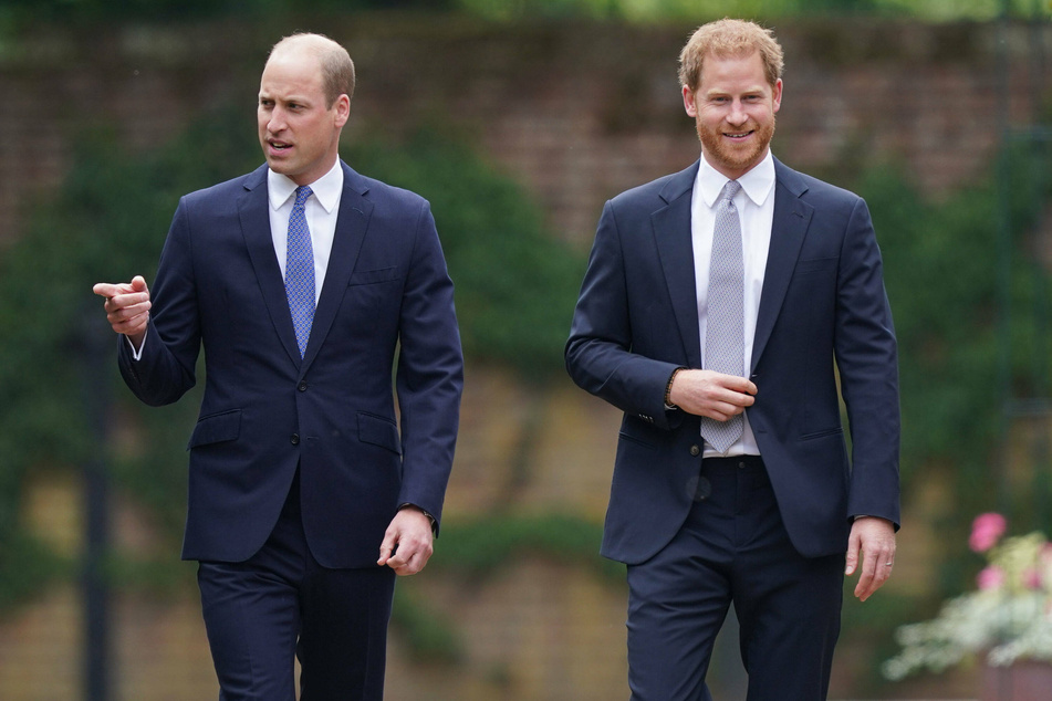 Prince William (l) and Prince Harry were seen together at the unveiling of the new Princess Diana statue at Kensington Palace in London.