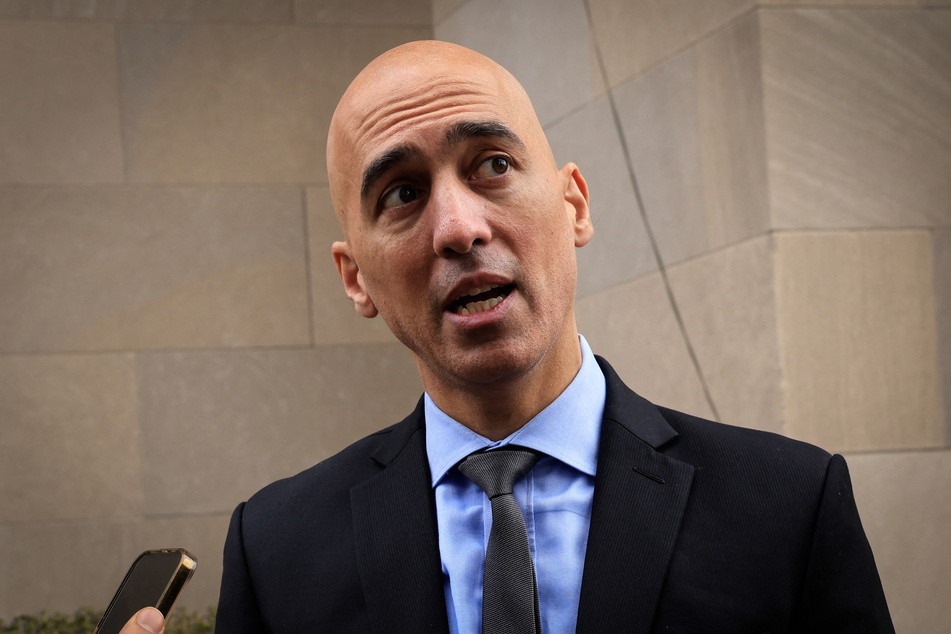 Ramzi Kassem, attorney for Palestinian rights activist Mahmoud Khalil, speaks to the press after a hearing at the court in Newark, New Jersey, on March 28, 2025.