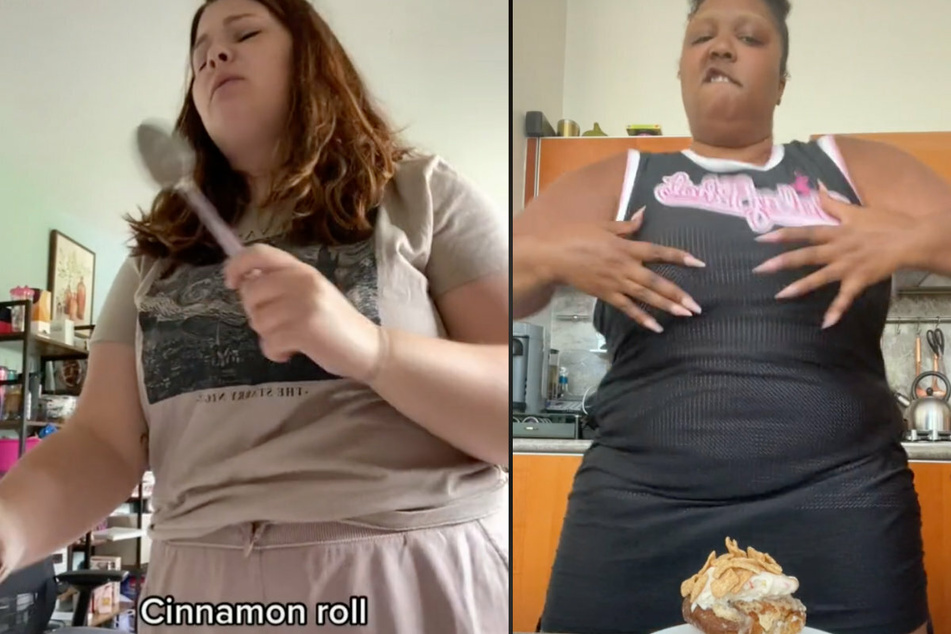 TikTok user Judith Rupp (l.) and Lizzo getting their snack on.