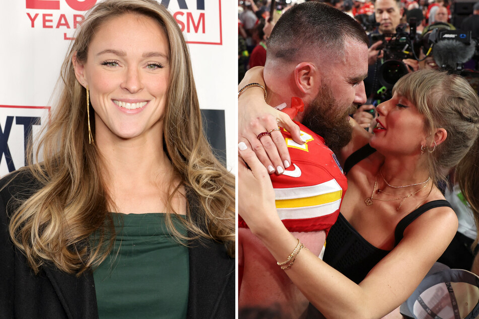 Taylor Swift (r.) and Travis Kelce were praised by the Kansas City Chiefs star's sister-in-law, Kylie (l.), in a rare comment on their high-profile romance.