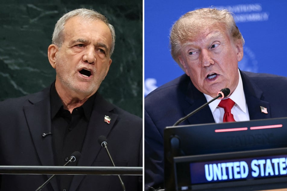 Iranian President Masoud Pezeshkian (l.) fired back at US counterpart Donald Trump in a defiant UN address.