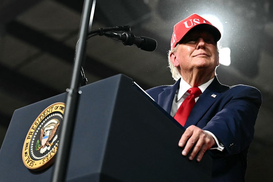 President Donald Trump speaks during a campaign rally at the Majestic Valley Arena in Kalispell, Montana, on Wednesday. The US is reportedly considering using the "Mother of All Bombs" against Iran as Trump's war hits a deadlock. 