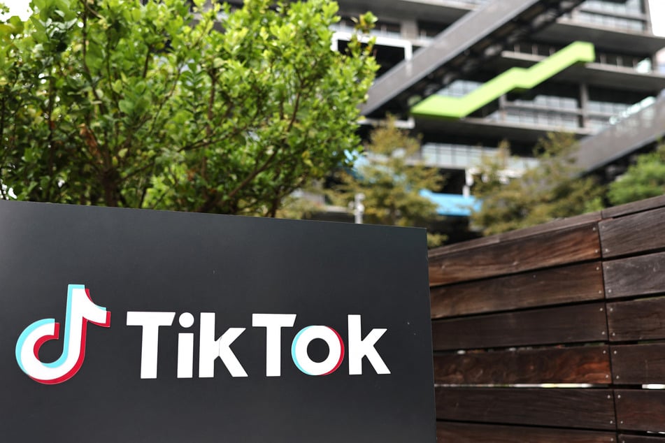 The TikTok logo is displayed at a TikTok office on September 25, 2025 in Culver City, California. In a lawsuit, Alabama has accused the app of misleading parents about its "Restricted Mode" meant to protect children from harmful content.