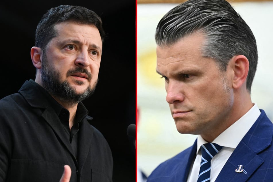 Ukrainian President Volodymyr Zelensky (l.) says the shipment of already-paid missiles from the US is awaiting a signature by Defense Secretary Pete Hegseth.