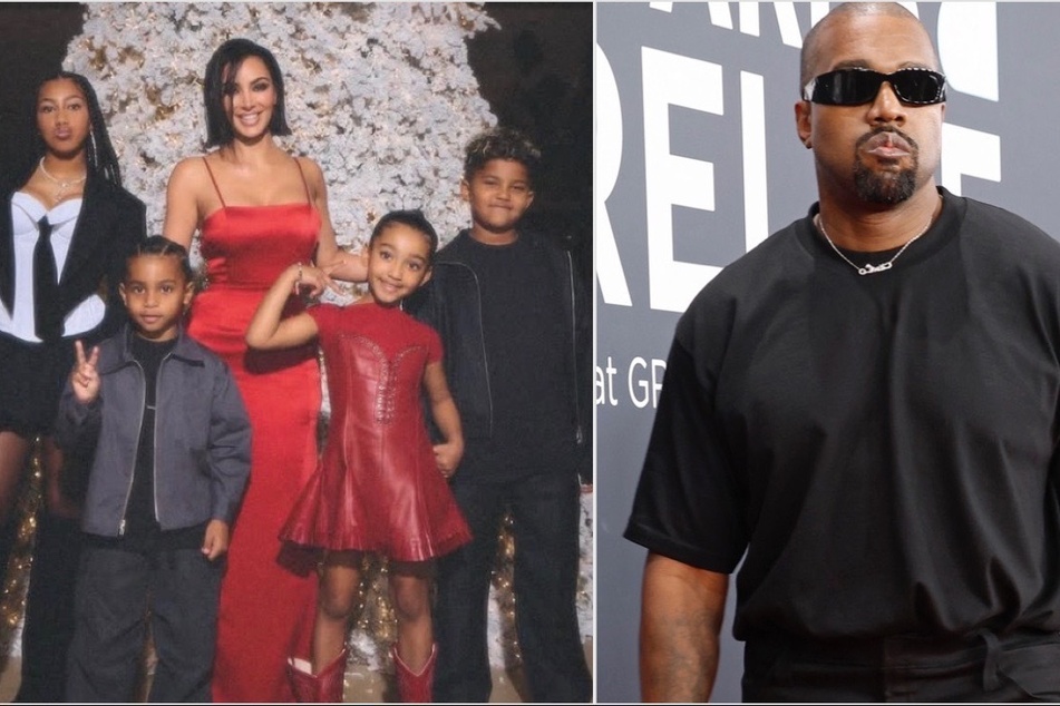 Kanye West (r.) shockingly admitted that he regrets getting Kim Kardashian (third from l.) pregnant and says it was his "fault" they got married.