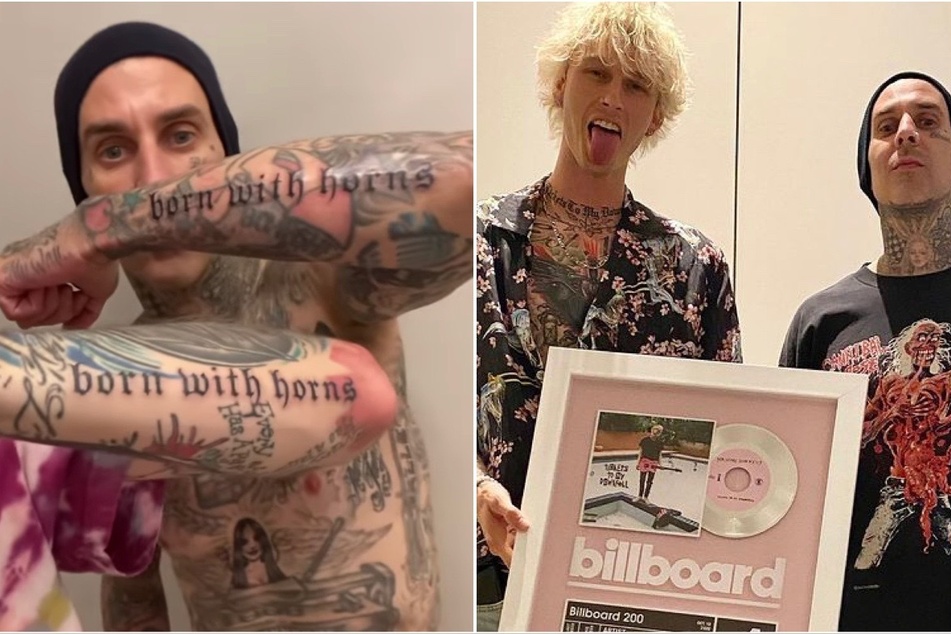 Machine Gun Kelly and Travis Barker tease new album with matching tattoos!