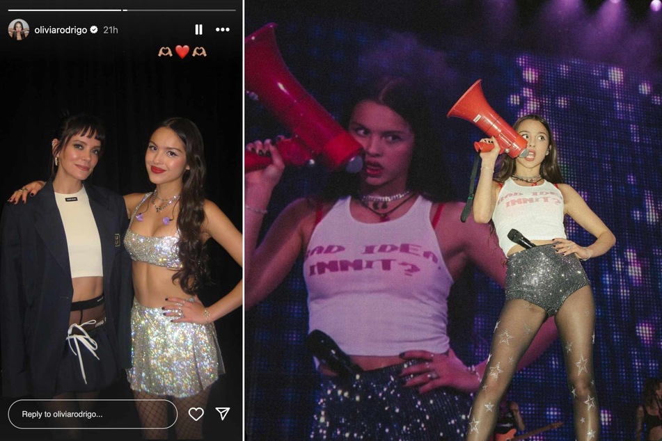 Olivia Rodrigo (r.) fans couldn't help but smile to see her O2 Arena Show in London where she reunited with industry vet and once-collaborator Lily Allen (l.)!