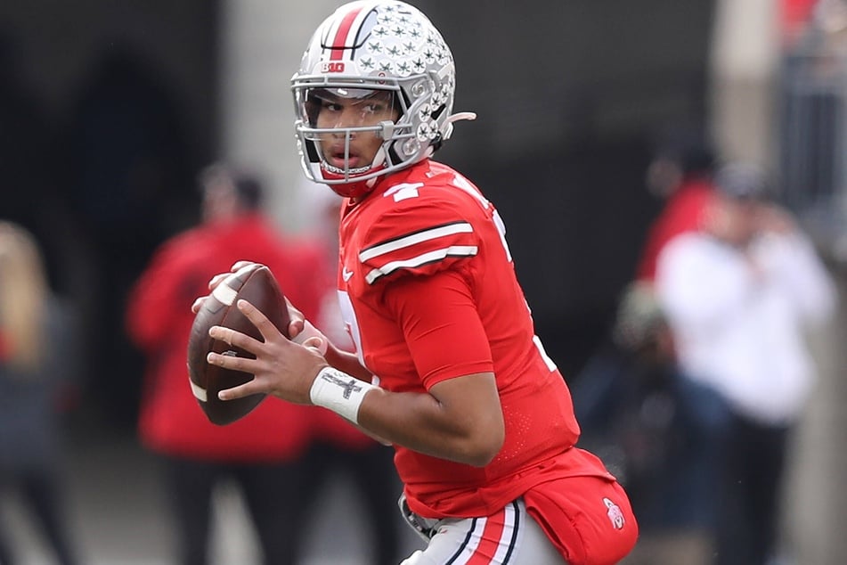 C.J. Stroud threw six touchdowns in the first half against the Spartans on Saturday afternoon.