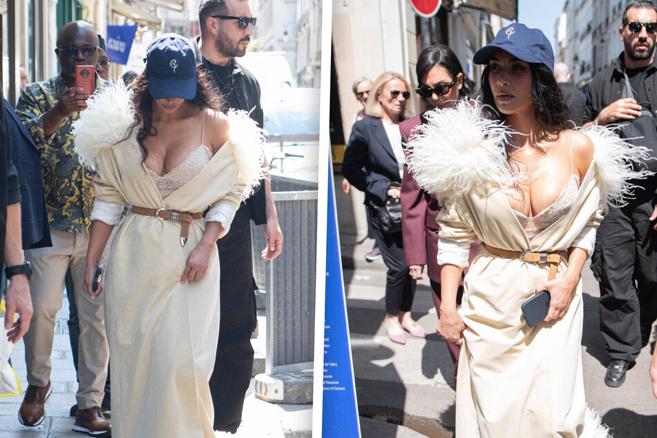 Kim Kardashian strolled through Paris in an eye-catching outfit on Wednesday.