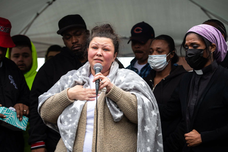 Daunte Wright's mother, Katie, eulogized her son at the vigil for him Monday night.