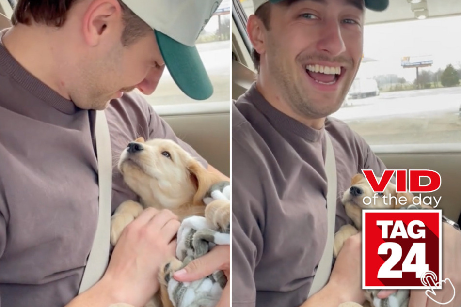 Today's Viral Video of the Day features a man whose dog fell in love with him the moment he held him for the first time.