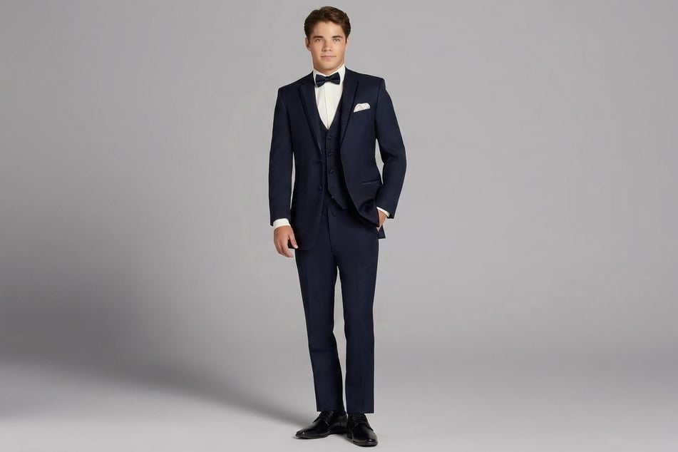 Joseph Abboud Navy Satin-Edged Notch Lapel Tux (2-9 pcs)