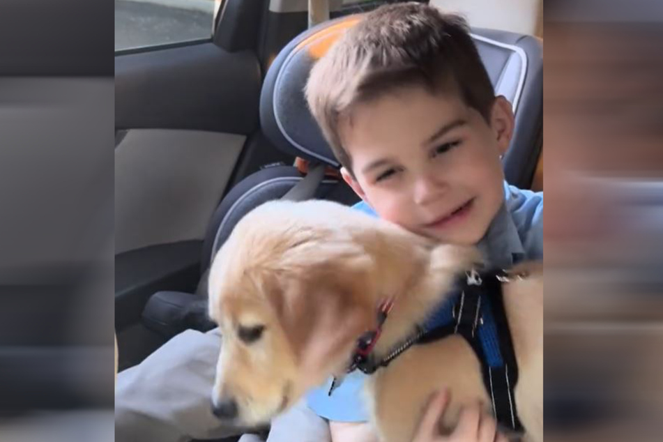 Lucky and Luke are thrilled to be back together at the end of the school day.
