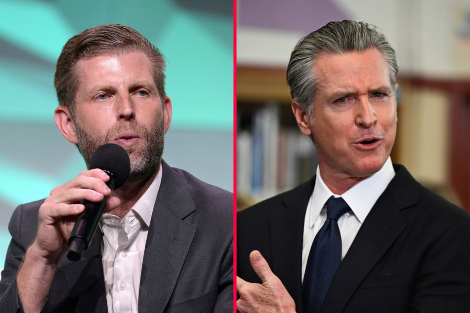California Governor Gavin Newsom (r.) slammed Eric Trump (l.) for touting his father's new airport.
