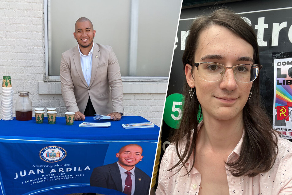 Emilia Decaudin (r.) has announced she is entering the race to represent New York Assembly District 37, currently held by embattled Assemblymember Juan Ardila.